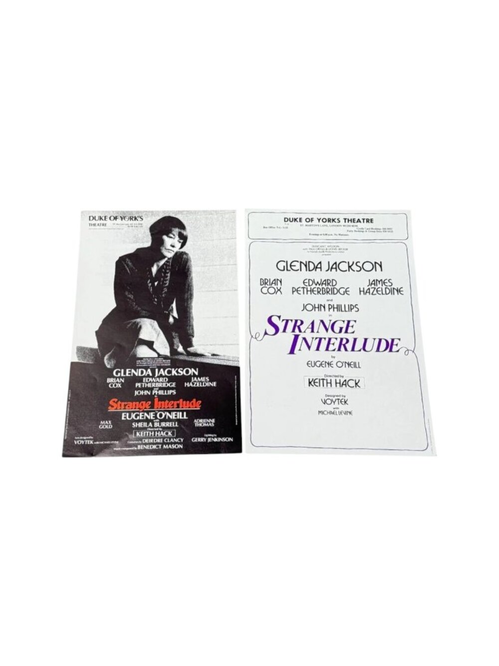 Strange Interlude‎ Theater Flyers Lot 2 Glenda Jackson London UK 1984